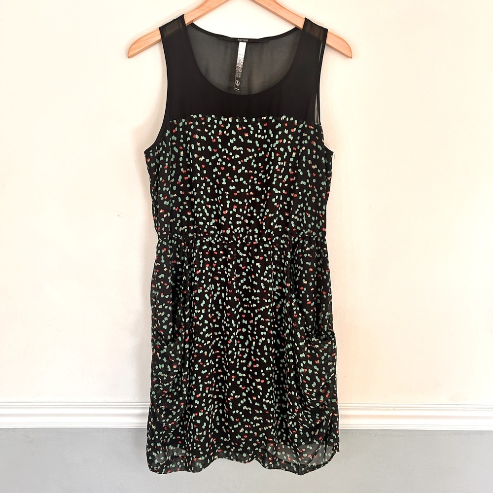 Kensie Sleeveless mesh patterned dress with pockets | size L